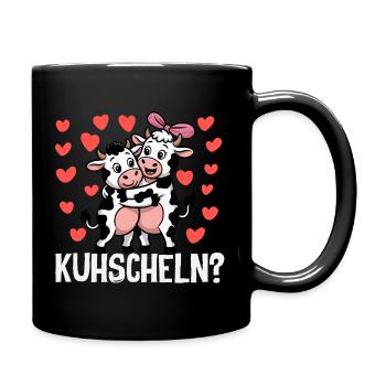 Kuhscheln Kuscheln Süße Kühe Liebe Kuh Paar - Tasse einfarbig - Schwarz - Rechts