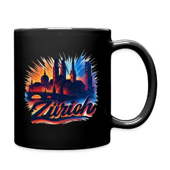 Zürich Skyline – Moderne Epische Silhouette - Tasse einfarbig - Schwarz - Rechts
