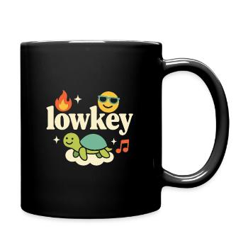 Lowkey Schildkröte auf Wolke - Tasse einfarbig - Schwarz - Rechts