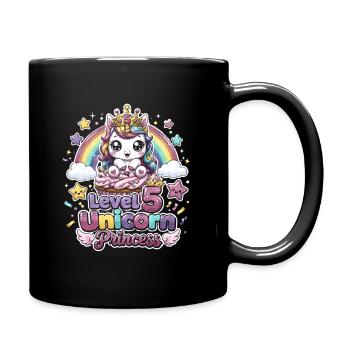 Level 5 Unicorn Princess Funny Gamer Unicorn Birth - Full Colour Mug - black - Right