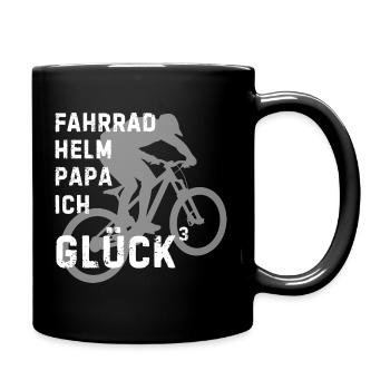 Radfahrer Silhouette Spruch - Tasse einfarbig - Schwarz - Rechts