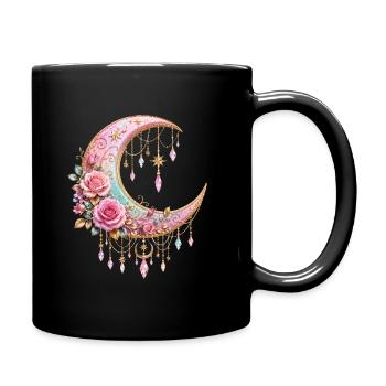 Mondbogen-Rosen mit Kristallhänger - Tasse einfarbig - Schwarz - Rechts