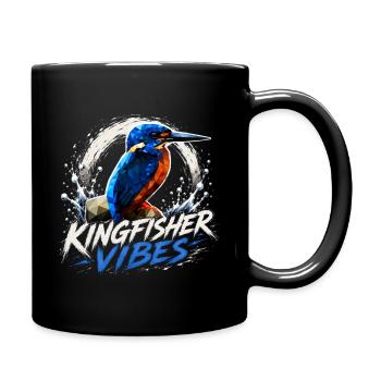 Kingfisher Vibes Vogeldesign - Tasse einfarbig - Schwarz - Rechts