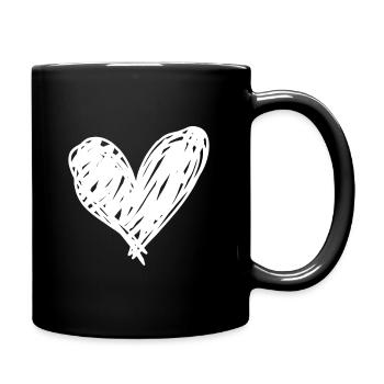 Icône d’amour en forme de cœur dessinée à la main - Mug uni - noir - Droite