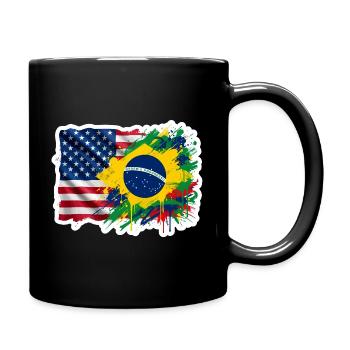 Sticker USA Brésil - Design Drapeau Double Nationa - Mug uni - noir - Droite