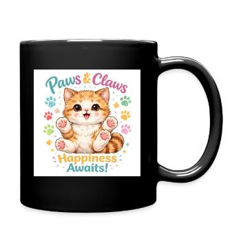Pattes et griffes : le bonheur t’attend - Mug uni - noir - Droite