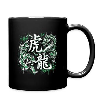 Tiger Drache Grün - Tasse einfarbig - Schwarz - Rechts