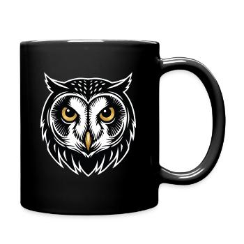 Eulen-Weisheit-Maskottchen-Logo Sport-Gaming-Geschenk - Tasse einfarbig - Schwarz - Rechts