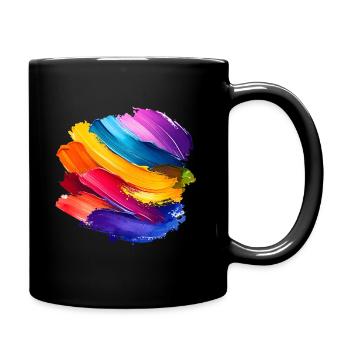 Regenbogen-Pinselstrich - Tasse einfarbig - Schwarz - Rechts
