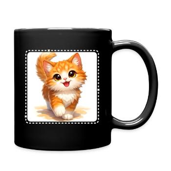 Kätzchen in leuchtendem Orange - Tasse einfarbig - Schwarz - Rechts