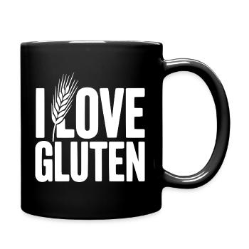 Ich liebe Gluten - Tasse einfarbig - Schwarz - Rechts