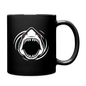 Megalodon Shark Mascot Logo Sport Fishing Gaming - Full Colour Mug - black - Right