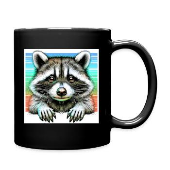 Raccoon - Full Colour Mug - black - Right