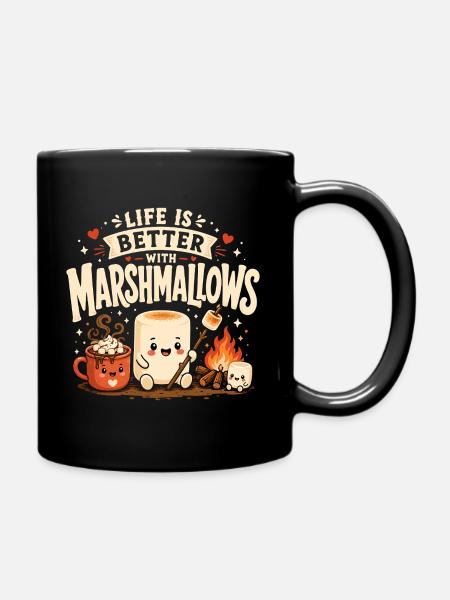Das Leben ist besser mit Marshmallows - Tasse einfarbig - Schwarz