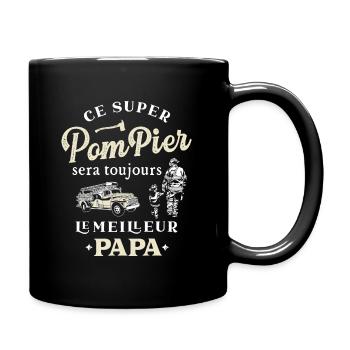 Papa Pompier - Mug uni - noir - Droite