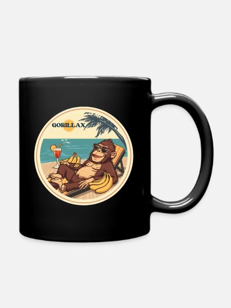 Gorilla Relaxing - Tasse einfarbig - Schwarz