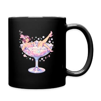 Vintage Flapper Girl in Martini Glass Pastel - Full Colour Mug - black - Right