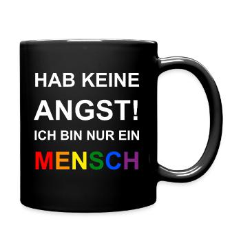 Nur ein Mensch - Tasse einfarbig - Schwarz - Rechts