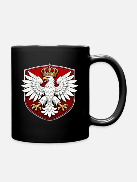 Polnischer Adler mit Krone Schild - Tasse einfarbig - Schwarz
