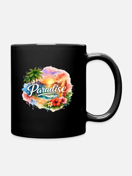 Plage du Paradis Épée Tropicale au Coucher de Soleil - Mug uni - noir