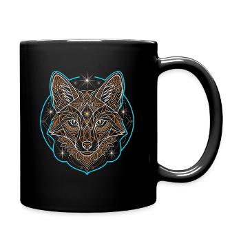 Geometric Fox Mandala Tattoo - Full Colour Mug - black - Right