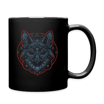 Tatouage du mandala géométrique du renard - Mug uni - noir - Droite