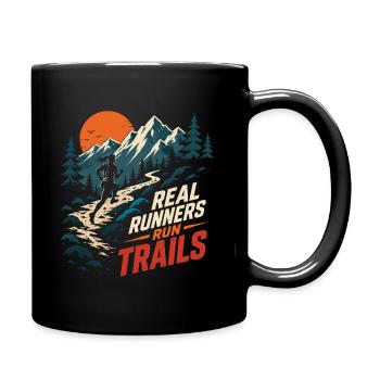 Real Runners Run Trails Mountain Sunset - Full Colour Mug - black - Right