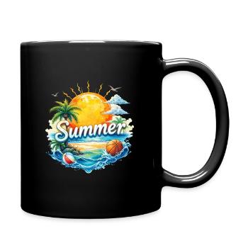 Sommerstrand & Palmen - Tasse einfarbig - Schwarz - Rechts