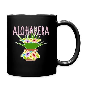 Aloha-Vera Funny Plant Joke Gardener pink - Full Colour Mug - black - Right