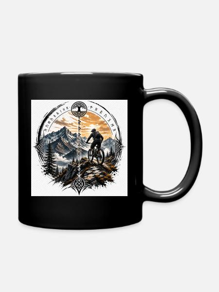 Nordic Mountain Bike Sun Trail - Full Colour Mug - black