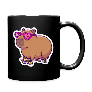 Patinage cool sur les capybaras avec des lunettes de soleil en forme de cœur - Mug uni - noir - Droite