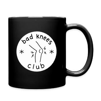 Badge minimaliste drôle du Bad Knees Club - Mug uni - noir - Droite