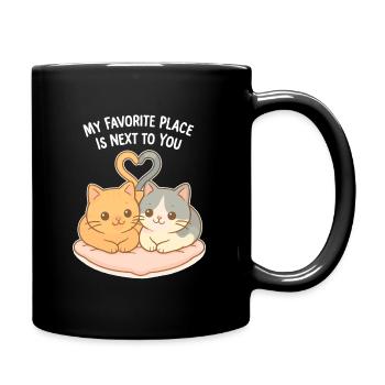 Cœur de couple de chats : mon endroit préféré - Mug uni - noir - Droite