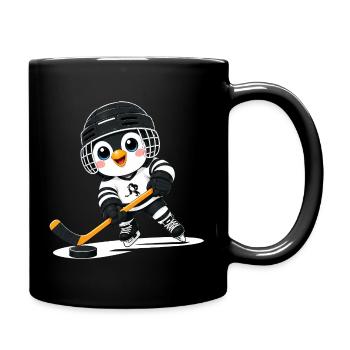 Dessin animé du joueur de hockey sur glace Pingouin mignon - Mug uni - noir - Droite