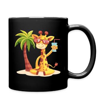 Giraffe Summer Palm Tree - Full Colour Mug - black - Right