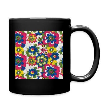 Motif floral en gras des années 60 - Mug uni - noir - Droite