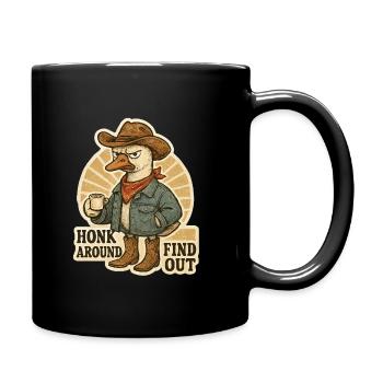 Autocollant drôle de cowboy oie qui klaxonne Découvrez - Mug uni - noir - Droite