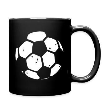 WM Ball im Comic Fußball Stil - Tasse einfarbig - Schwarz - Rechts