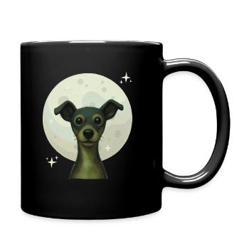 Chien nocturne devant la pleine lune - Mug uni - noir - Droite