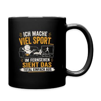 Viel Sport? Im Fernsehen sieht's einfach aus - Tasse einfarbig - Schwarz - Rechts