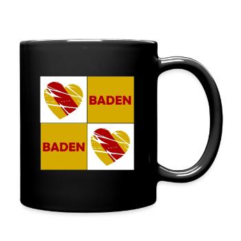 Baden Herz Quadrat - Tasse einfarbig - Schwarz - Rechts