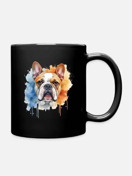 Portrait du bouledogue Explosion en couleur - Mug uni - noir