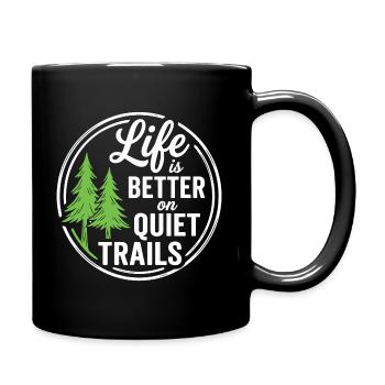 Wandern – Outdoor-Abenteuer – Das Leben ist besser auf Qui - Tasse einfarbig - Schwarz - Rechts