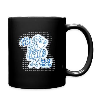 Petit Poisson Gribouillage Grandeur - Mug uni - noir - Droite