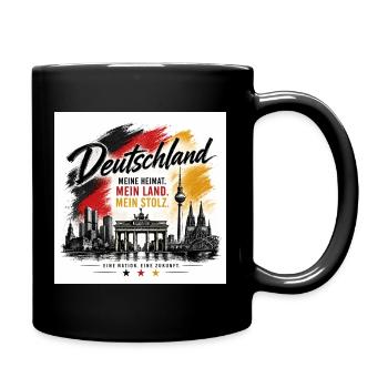 Deutschland Stolz Motiv – Flaggenpinsel - Tasse einfarbig - Schwarz - Rechts
