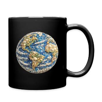 Globe terrestre en mosaïque de coquillage - Mug uni - noir - Droite
