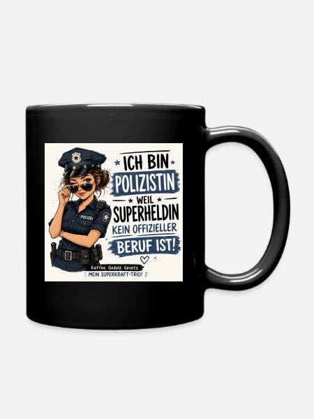Polizistin - Tasse einfarbig - Schwarz