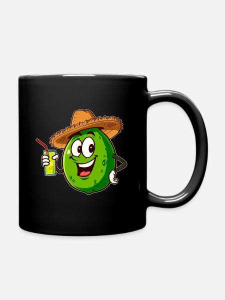 Lime with a drink - Full Colour Mug - black
