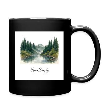 Feuilles botaniques Vivre Simplement - Mug uni - noir - Droite