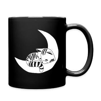 Le chaton et la lune - Mug uni - noir - Droite